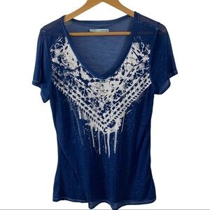 Maurices Navy White Short Sleeve Tee Size M